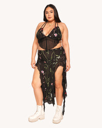 Lace Flowerfields Stretch Beaded Halter Top