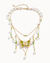 Butterfly Landing Necklace-Green-Regular-Front--Model---S