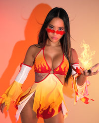 Fire Breathing Mesh Dress with Sleeves