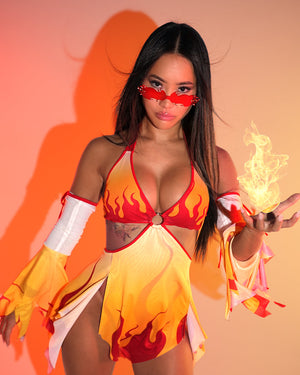 Fire Breathing Mesh Dress with Sleeves