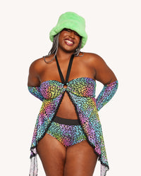 Cosmic Jungle Cascading Halter Top with Sleeves