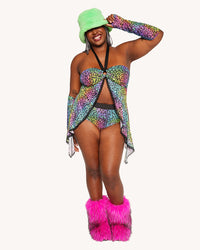 Cosmic Jungle Cascading Halter Top with Sleeves