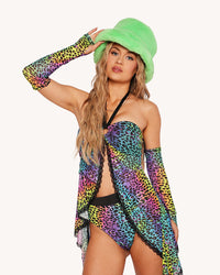 Cosmic Jungle Cascading Halter Top with Sleeves