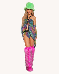 Cosmic Jungle Cascading Halter Top with Sleeves