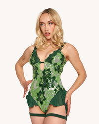Fairytale Forest Floral Sequin Harness Bodysuit