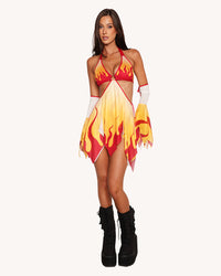 Fire Breathing Mesh Dress with Sleeves