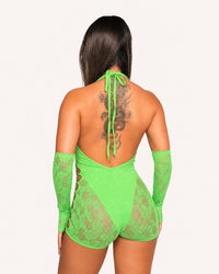 Jurassic Queen Rhinestone Romper with Sleeves