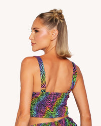 Kaleido Swirl Ruffle Halter Top