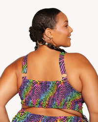 Kaleido Swirl Ruffle Halter Top
