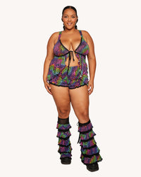 Kaleido Swirl Ruffle Shorts