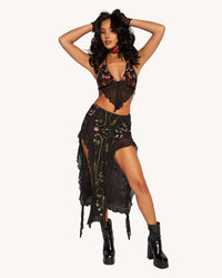 Lace Flowerfields Stretch Beaded Halter Top