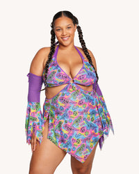 Neon Dino Dress with Sleeves