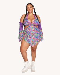 Neon Dino Dress with Sleeves