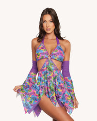 Neon Dino Dress with Sleeves