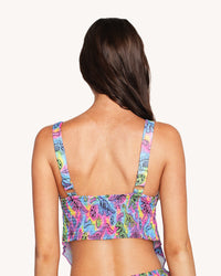 Neon Dino Ruffle Bra Top