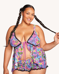 Neon Dino Ruffle Bra Top