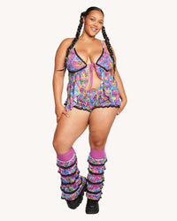 Neon Dino Ruffle Bra Top