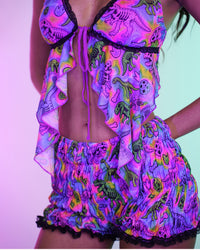 Neon Dino Ruffle Bra Top