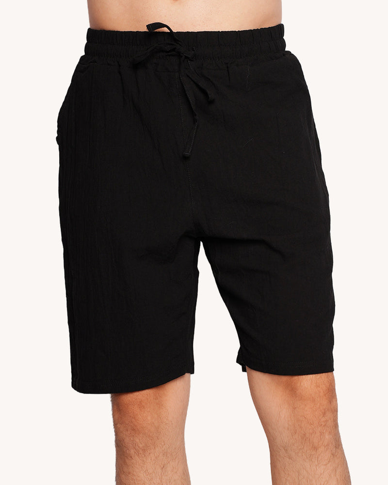 Nights in Paradise Men's Linen Shorts - Black
