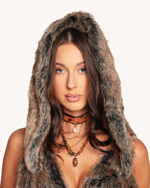 Prehistoric Babe Fur Hood