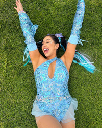 Magic Tricks Sequin Floral Bodysuit with Sleeves