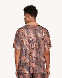 Wild Cat Print Camp Shirt