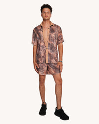 Wild Cat Print Camp Shorts