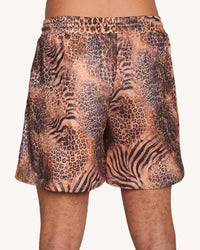 Wild Cat Print Camp Shorts