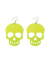Dark Art Skull Earrings-Neon Green-Mock