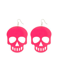 Dark Art Skull Earrings-Neon Pink-Mock