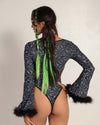 Pretty But Deadly Spiderweb Cutout Bodysuit-Black/White-Back--Courtney---S