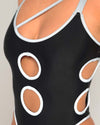 All That Glow Cutout Bodysuit-Black/White-Detail