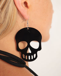 Dark Art Skull Earrings-Black-Side