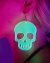 Dark Art Skull Earrings-Neon Green-UV