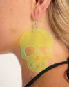 Dark Art Skull Earrings-Neon Green-Side