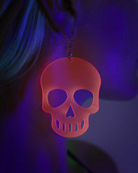 Dark Art Skull Earrings-Neon PInk-UV