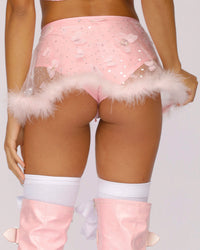 Everblossom Marabou Butterfly Mini Skirt-Baby Pink-Back--Courtney---S