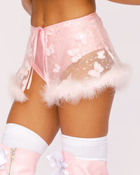 Everblossom Marabou Butterfly Mini Skirt-Baby Pink-Side--Courtney---S