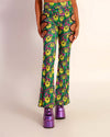 Liquid Realm Side Cutout Bell Bottoms-Green/Purple/Yellow-Front--Brandy---S