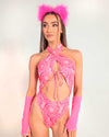 Mellow Flow Halter Bodysuit-Pink-Front--Hannah---S