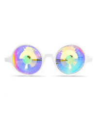 Rainbow Wormhole Kaleidoscope Glasses-White-Front