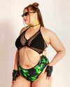Rolita Couture x iHR High Energy Fishnet Punk Princess Bodysuit-Curve1-Black/Neon Green-Side--Bailey---2XL