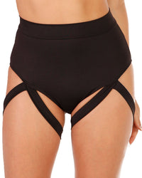 Badd Girl High Waisted Harness Booty Shorts-Front--Sophia---S